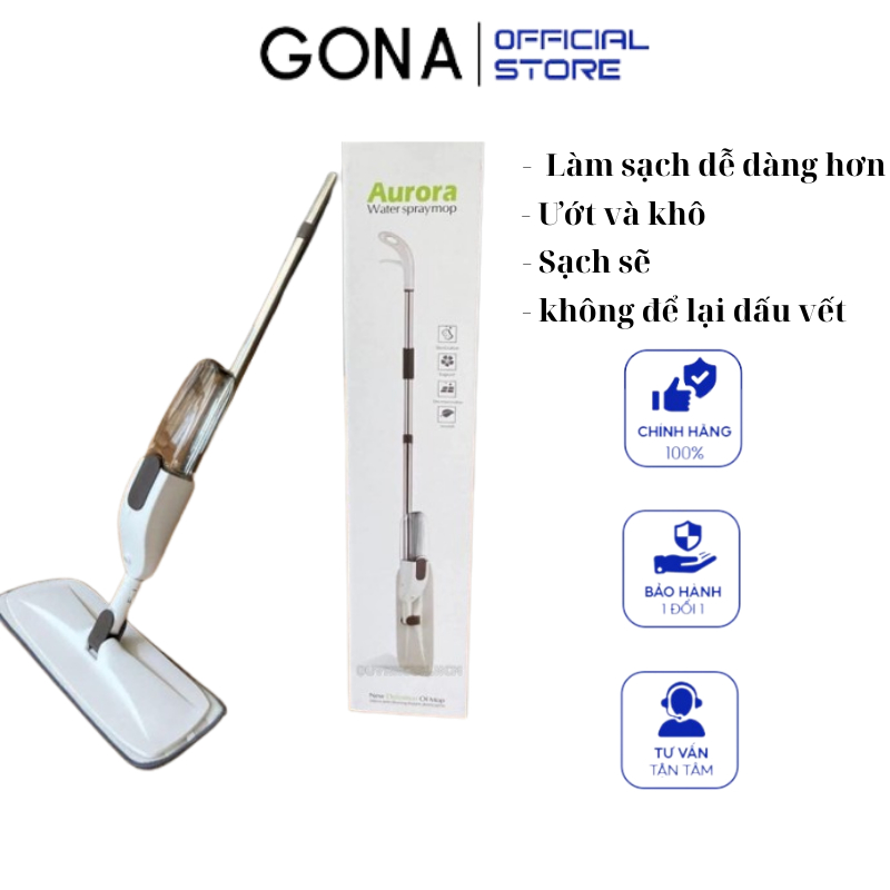 Cây Lau Nhà Phun Sương - GONA -Thông Minh Cao Cấp, Lau Dọn Dễ Dàng Tiện Dụng 2 Trong 1 Đầu Xoay 360 Độ