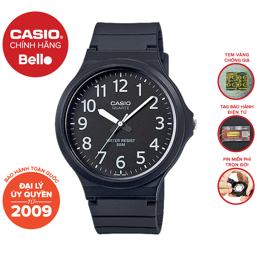 Đồng hồ dây nhựa Casio Nam MW-240 chính hãng bảo hành 1 năm Pin trọn đời