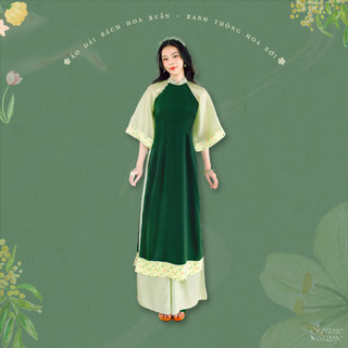 Sumire Store Áo dài Bách Hoa Xuân 2024 - Xanh thông hoa rơi
