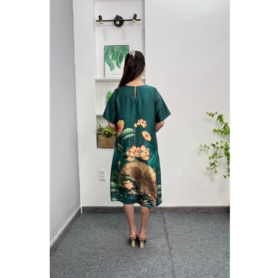 Đầm Trung Niên Thiết Kế MAI THY, Mẫu Váy Suông Tặng Mẹ Đi Tiệc Sang Trọng Ngắn Tay Chất Lụa Latinh | Thời Trang Nữ U50