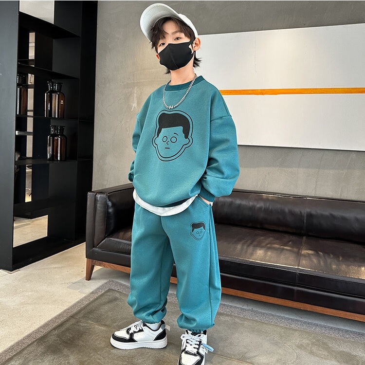 Bộ quần áo thu đông bé trai "CÁ MẬP!" 14-45kg. Bộ dài tay cho bé 4-14 tuổi. Vải da cá - Hàng may kỹ. STB25