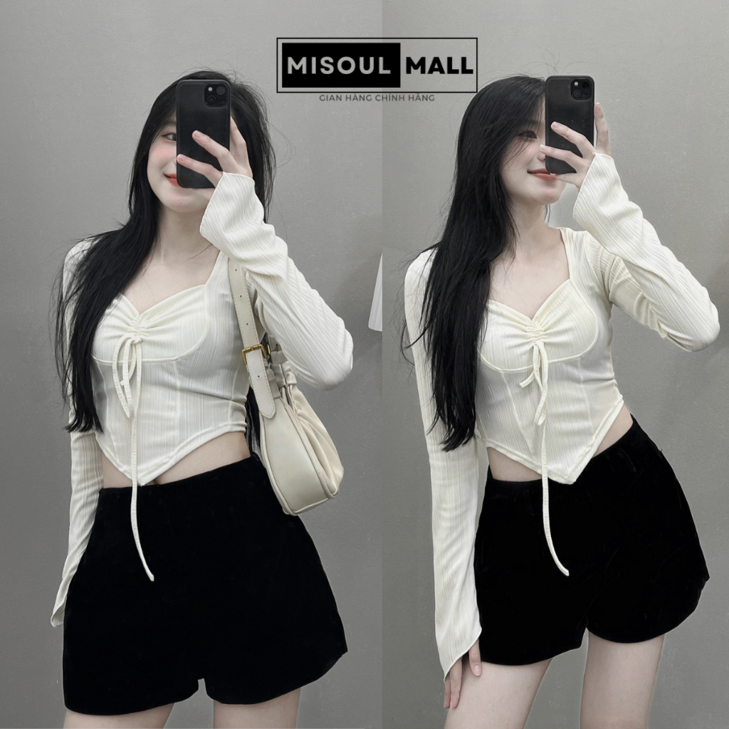 Áo dài tay thun tăm dúm ngực BigSize MiSoul Mall, Áo Thun Tăm Rút Ngực vạt nhọn 212