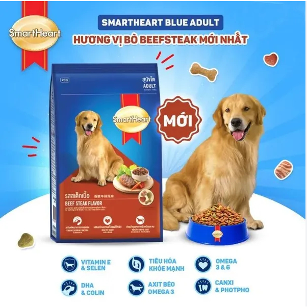 Thức ăn hạt cho chó Smartheart Adult Vị Bò Nướng 1,5Kg