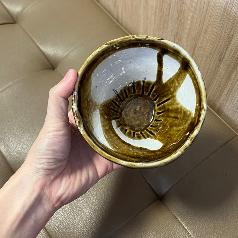 ❤️‍🔥HOT DEAL❤️‍🔥 Chén Nhật gốm mộc nặn tay có triện bông hoa đào đường kính 12cm nặng tay