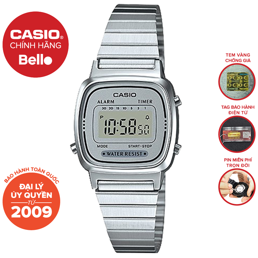 LA670WA Đồng hồ Casio nữ chính hãng dây kim loại bảo hành điện tử 1 năm Pin trọn đ