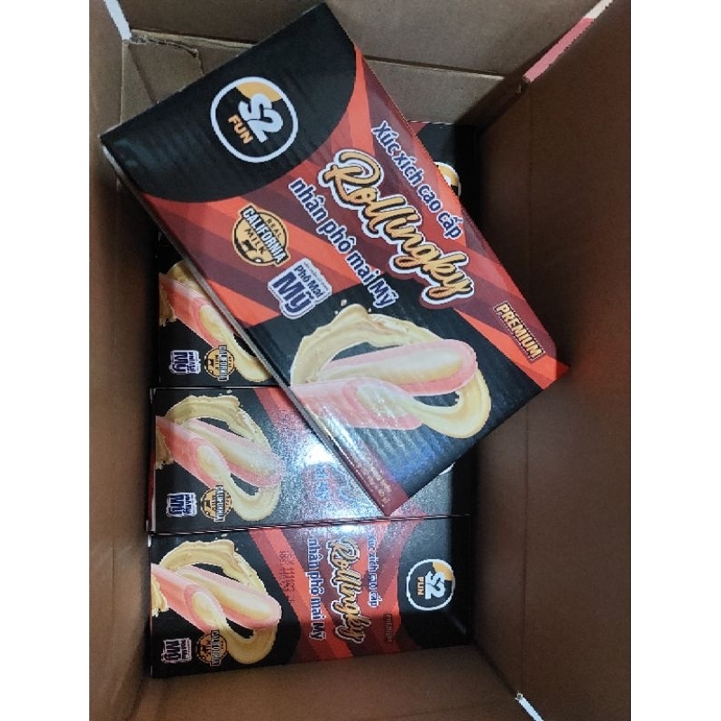 Xúc Xích Cao Cấp Rollingky Nhân Phô Mai Mỹ hộp 3 cây / 12 cây x 120g