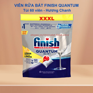Viên rửa chén Finish Quantum All in one 60 viên Hương chanh Loại cao cấp nhập khẩu châu âu