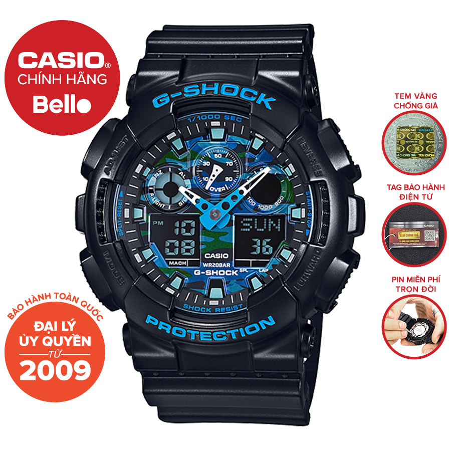 Đồng hồ Nam Dây Nhựa Casio G-Shock GA-100CB-1A chính hãng bảo hành 5 năm Pin trọn đời