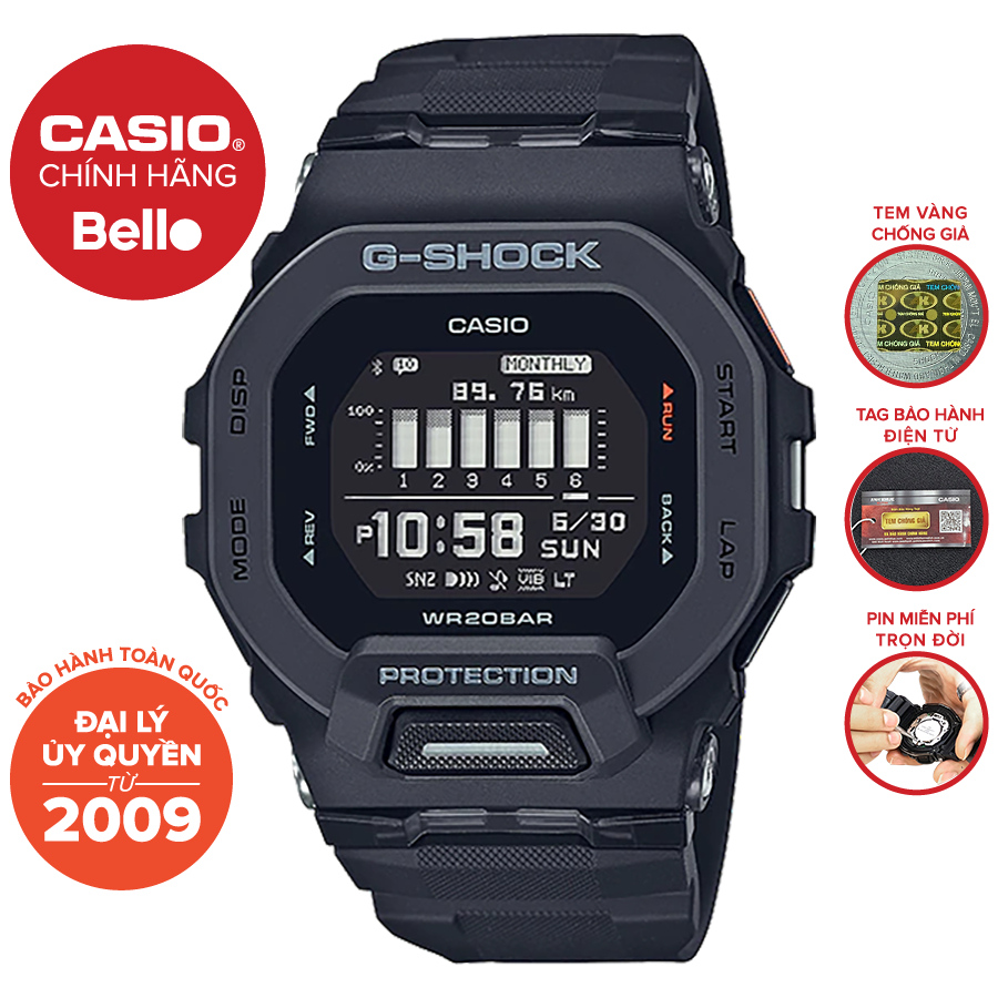 Đồng hồ Nam Dây nhựa Casio G-Shock GBD-200-1DR chính hãng bảo hành 5 năm Pin trọn đời
