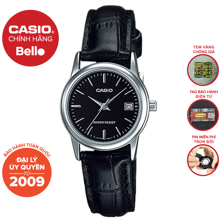 Đồng hồ Nữ dây da Casio LTP-V002 chính hãng bảo hành 1 năm Pin trọn đời