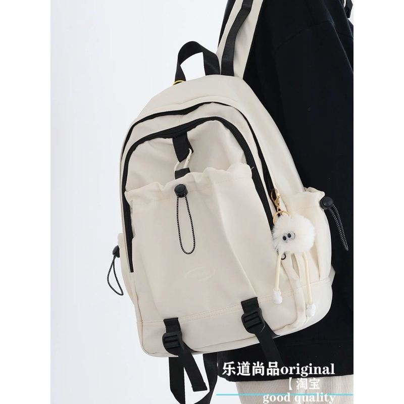 Ba lô basic màu pastel chống thấm kèm móc khoá
