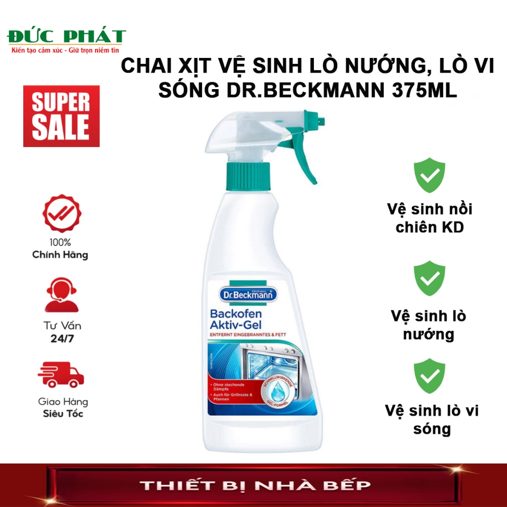 Chai xịt vệ sinh lò nướng, lò vi sóng, NCKD, vỉ nướng, khay nướng loại vết rỉ sét Dr Beckmann 375ml, không hại sức khỏe