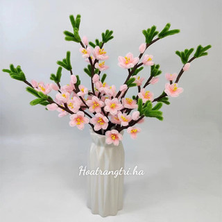 Set vật liệu làm 20 cành hoa đào handmade bằng kẽm nhung S0230