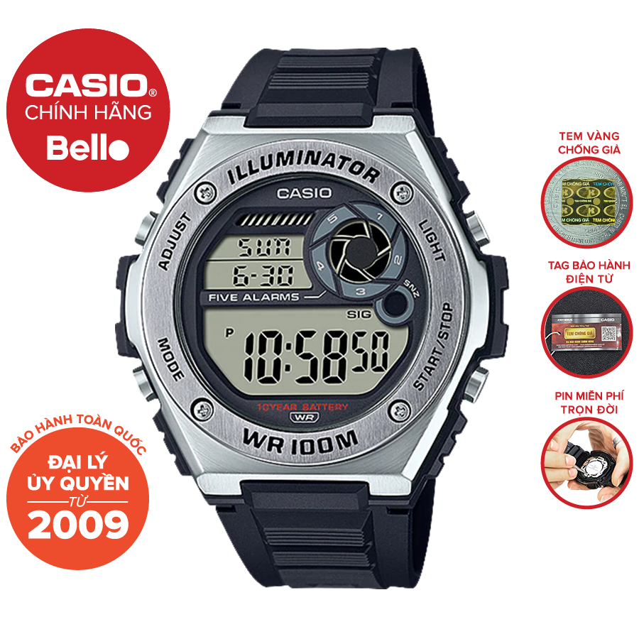 Đồng hồ Nam dây nhựa Casio MWD-100H-1AVDF chính hãng bảo hành 1 năm Pin trọn đời