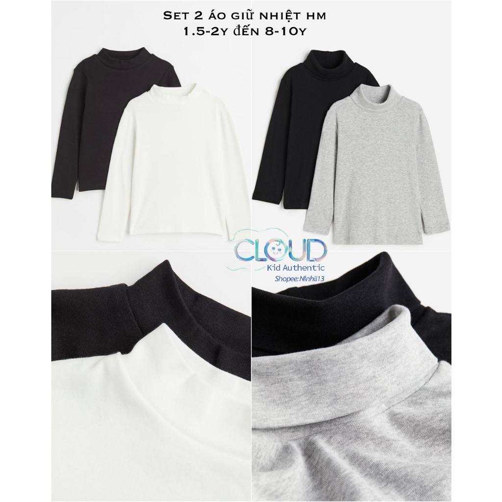 Set 2 áo kids cổ 3p/ cổ lọ co giãn tốt HM UK/JP/CHINA từ 1.5-2y đến 8-10y