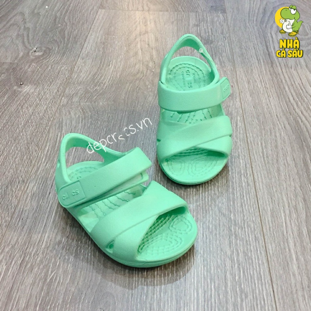 Sandal crocs keely girls quai chéo màu xanh ngọc chính hãng, xăng đan crocs cho bé gái bé trai cao cấp - Crocs House