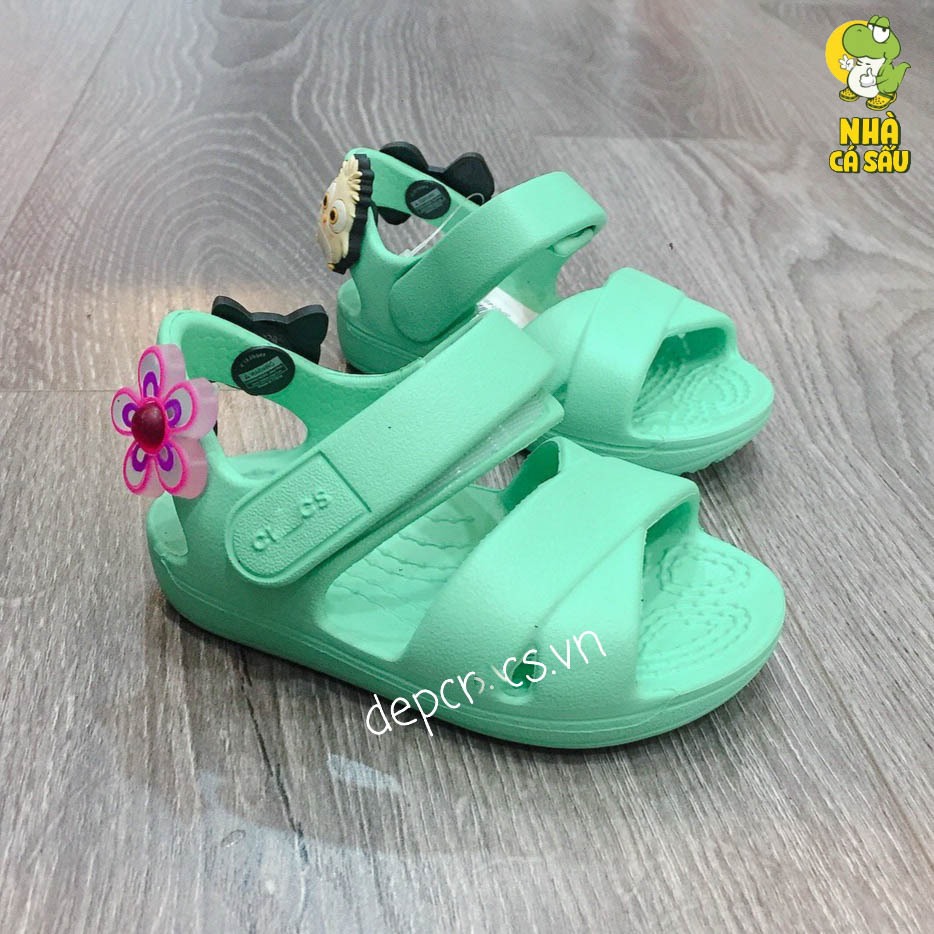 Sandal crocs keely girls quai chéo màu xanh ngọc chính hãng, xăng đan crocs cho bé gái bé trai cao cấp - Crocs House