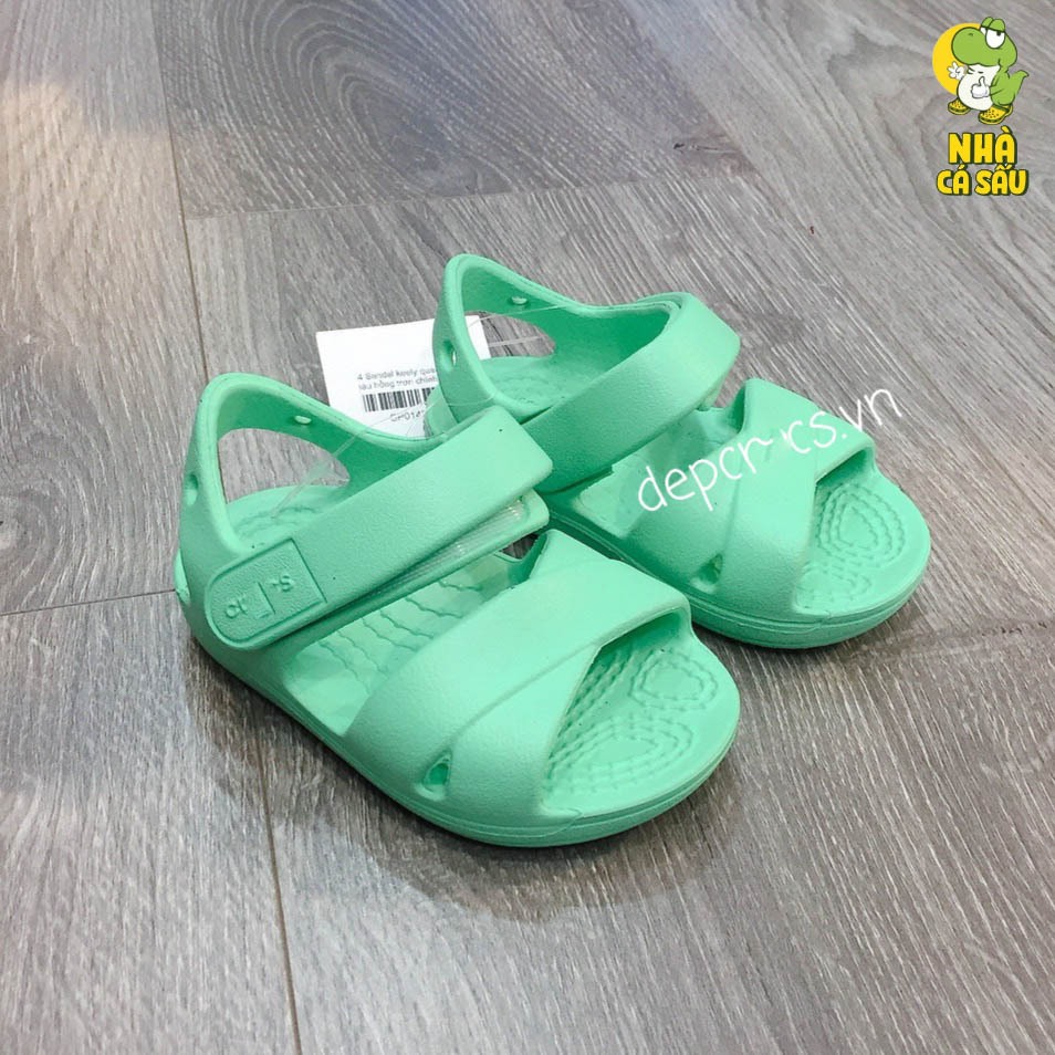 Sandal crocs keely girls quai chéo màu xanh ngọc chính hãng, xăng đan crocs cho bé gái bé trai cao cấp - Crocs House