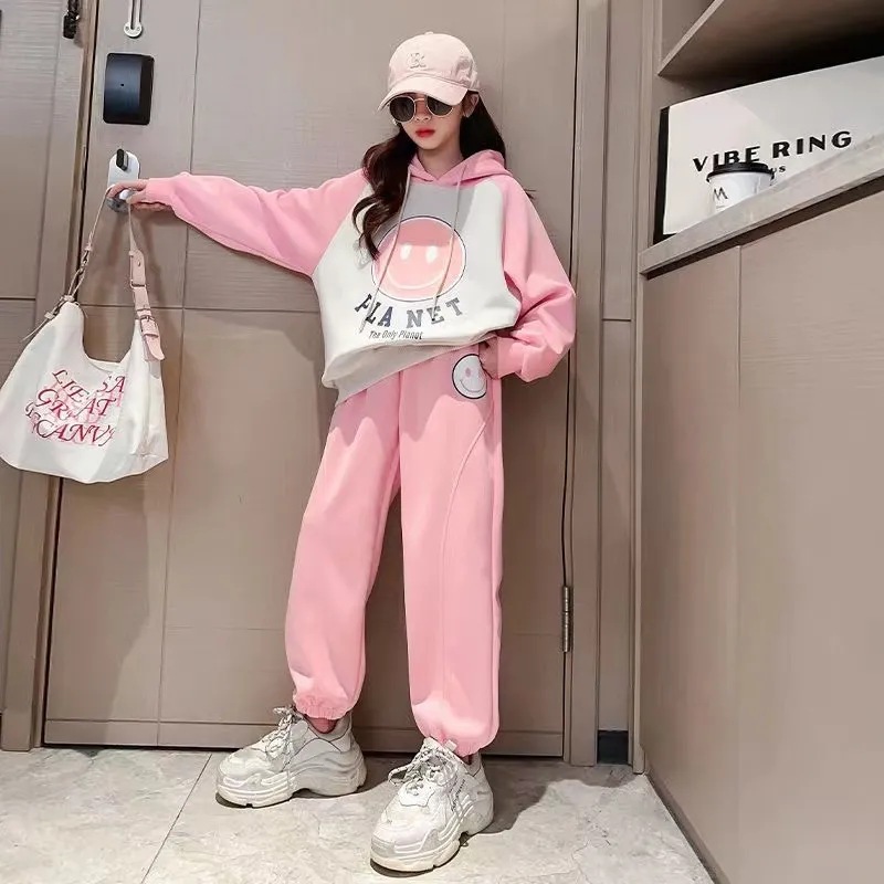 Bộ quần áo hoodie thu đông bé gái 18-48kg từ 4-14 tuổi mẫu S. Set đồ bộ bé gái, hoodie bé gái, bộ thu đông bé gái