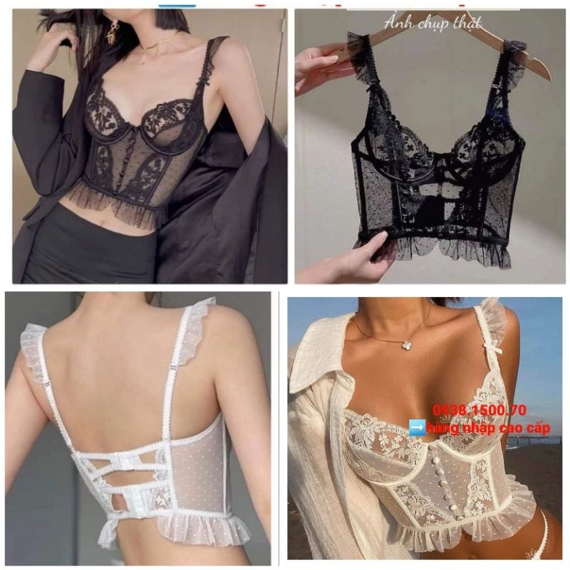 ÁO Corset BRA Ren bèo tay cánh tiên   ❌hàng nhập cao cấp