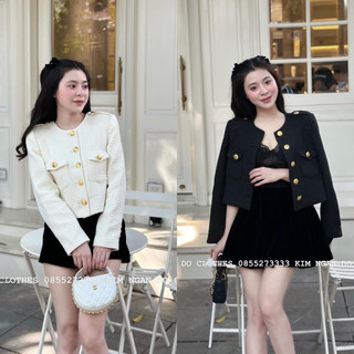Áo dạ tweed hàng 2 lớp có đệm vai 2 màu