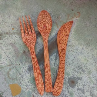 Dao - Muỗng - Nĩa Gỗ Dừa 19cm