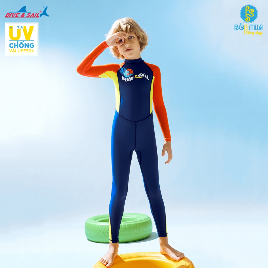 Đồ bơi bé trai, hiệu Dive and Sail tay dài quần dài ngăn tia UV bảo vệ da bé chất liệu vải UPF50+ mềm mại chống nắng