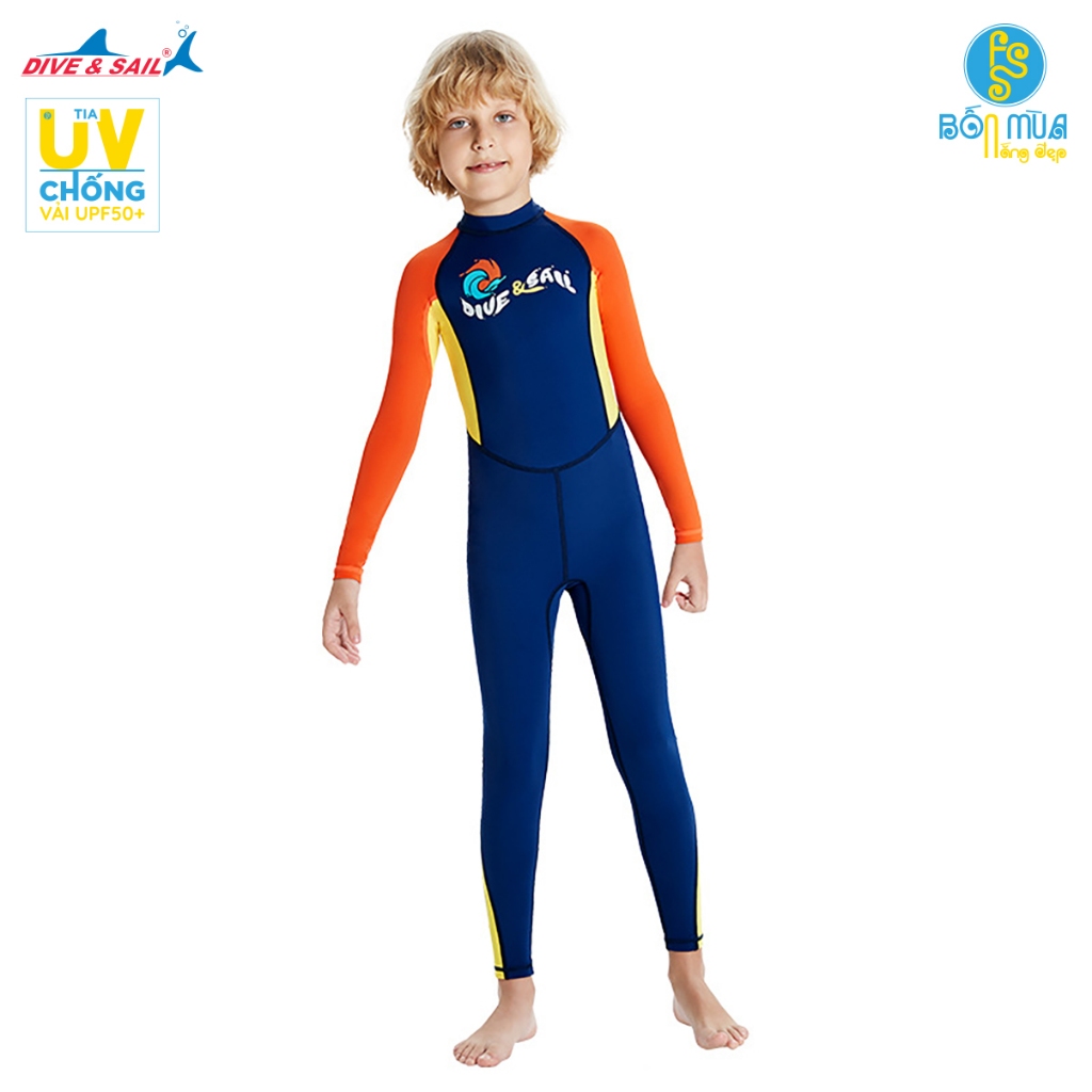 Đồ bơi bé trai, hiệu Dive and Sail tay dài quần dài ngăn tia UV bảo vệ da bé chất liệu vải UPF50+ mềm mại chống nắng