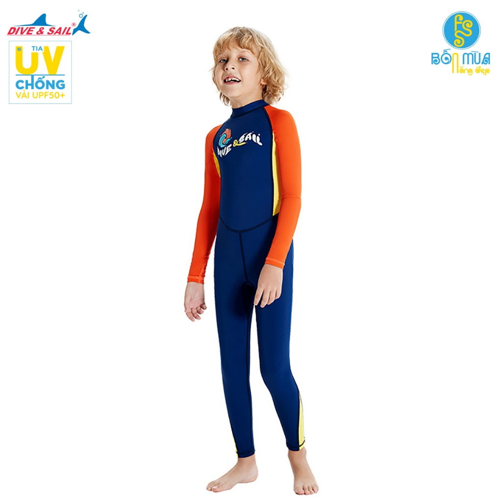 Đồ bơi bé trai, hiệu Dive and Sail tay dài quần dài ngăn tia UV bảo vệ da bé chất liệu vải UPF50+ mềm mại chống nắng