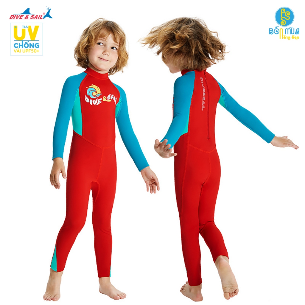 Đồ bơi bé trai, hiệu Dive and Sail tay dài quần dài ngăn tia UV bảo vệ da bé chất liệu vải UPF50+ mềm mại chống nắng