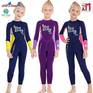 Đồ bơi giữ nhiệt bé gái hiệu Dive and Sail chất liệu cao su dày 2.5mm chống tia UV giữ ấm cho bé