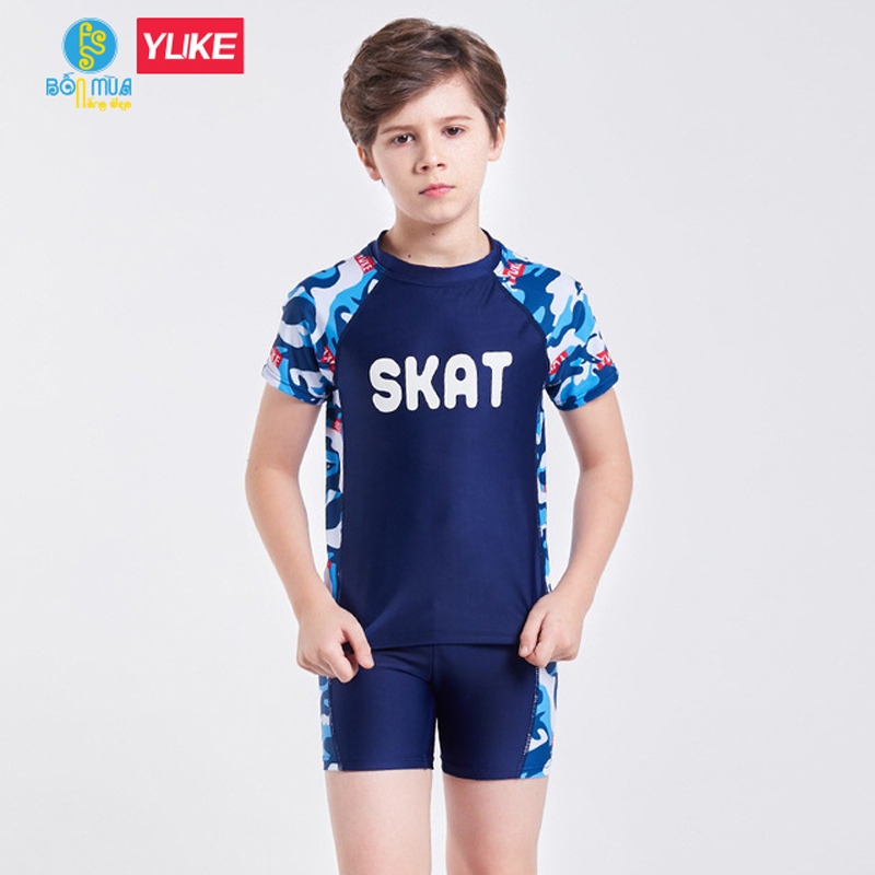 Đồ bơi bé trai YUKE tay ngắn chất vải dày dặn co dãn 4 chiều, bóng mịn đẹp, thân thiện với làn da của bé