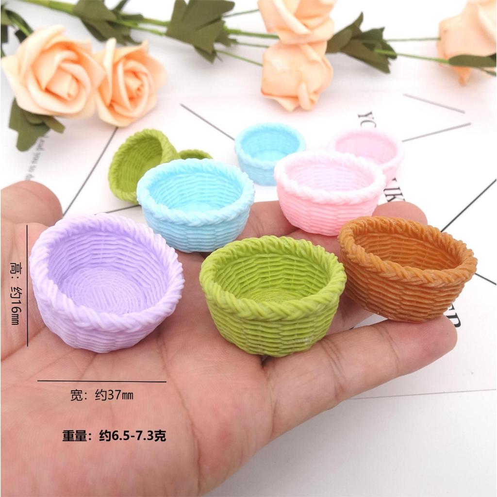 Mô hình rỗ mây tròn lớn nhỏ trang trí nhà búp bê