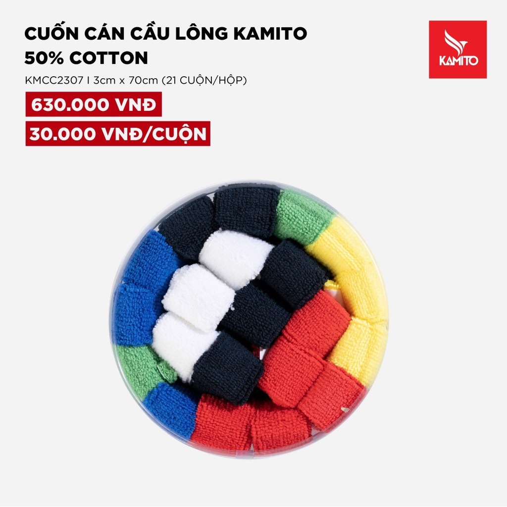 Cuốn Cán Vợt Cầu Lông Kamito Vải Cotton Êm Ái Thấm Hút Mồ Hôi Tốt