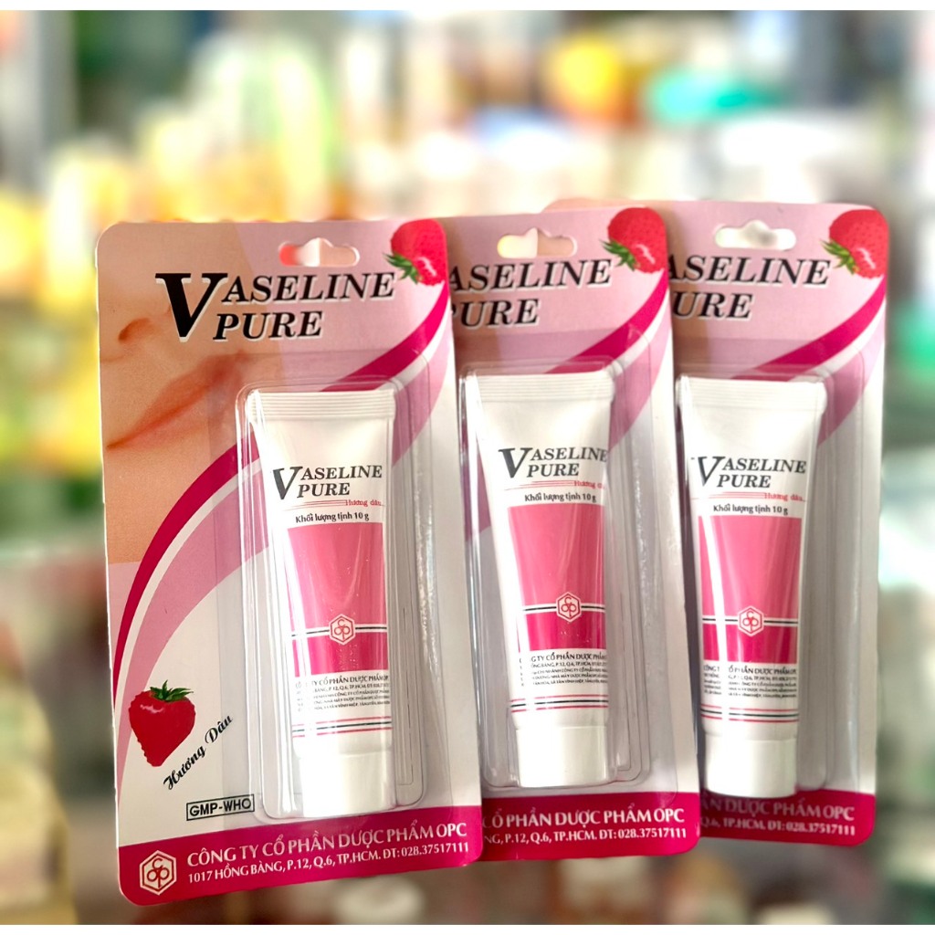 Dưỡng Ẩm Môi VASELINE PURE Giảm Khô Nứt Môi Hương Dâu Tuýp 10gram