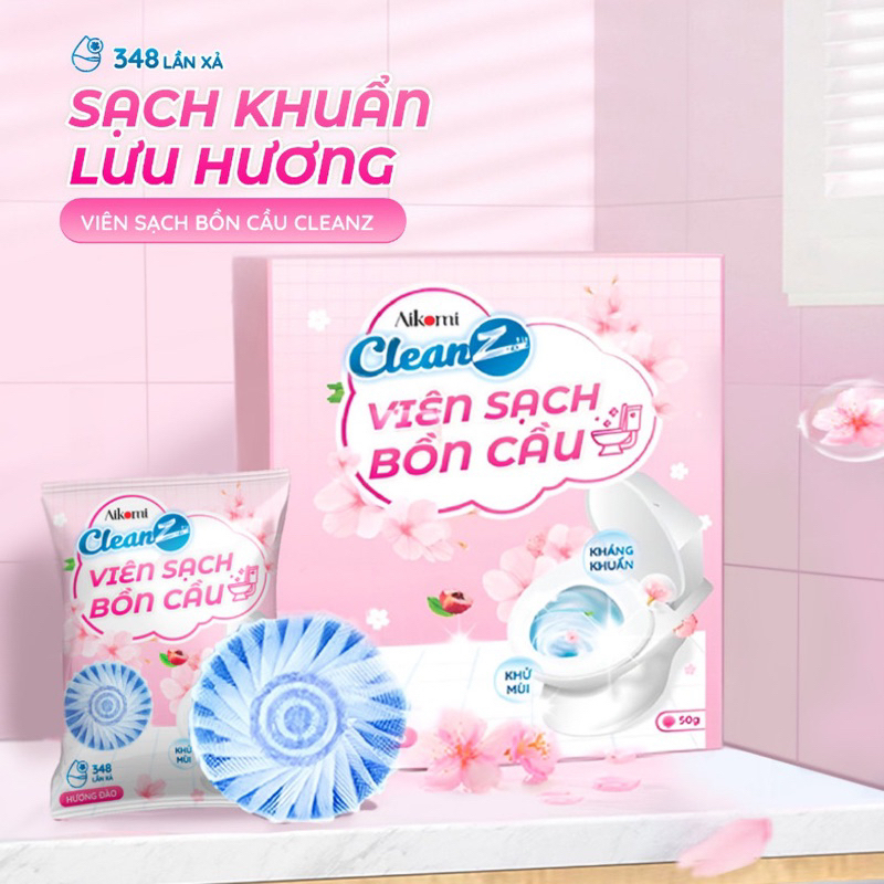 Viên thả bồn cầu Cleaz diệt khuẩn thơm mát tẩy sạch mảng bám khử mùi hôi toilet, giúp thơm nhà vệ sinh hương đào