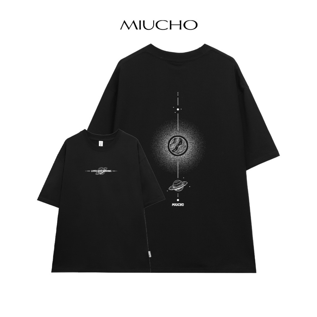 Áo thun unisex local brand form rộng ATD710 Miucho cotton cổ tròn in mix