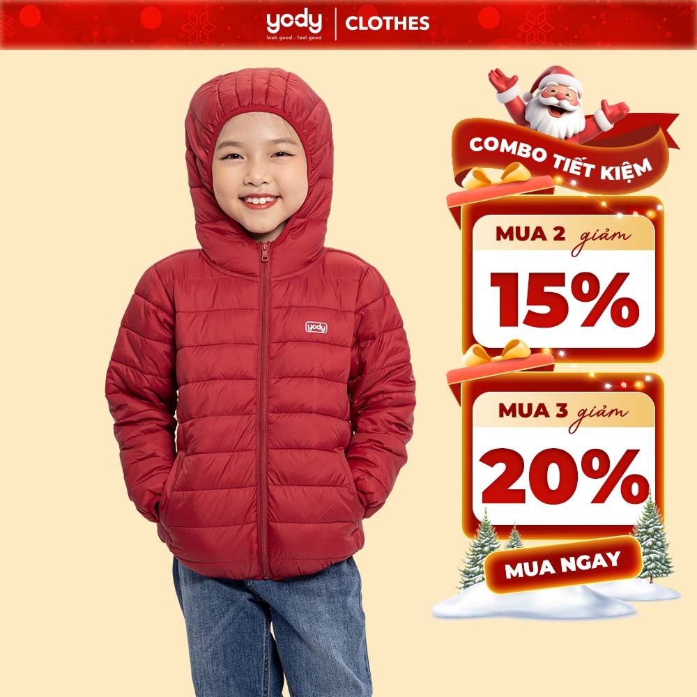 Áo khoác phao trẻ em YODY mùa đông cho bé dài tay có mũ ấm áp PHK5001
