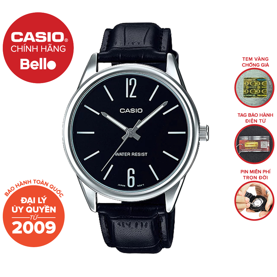 Đồng hồ Nam dây da Casio MTP-V005 chính hãng bảo hành 1 năm Pin trọn đời