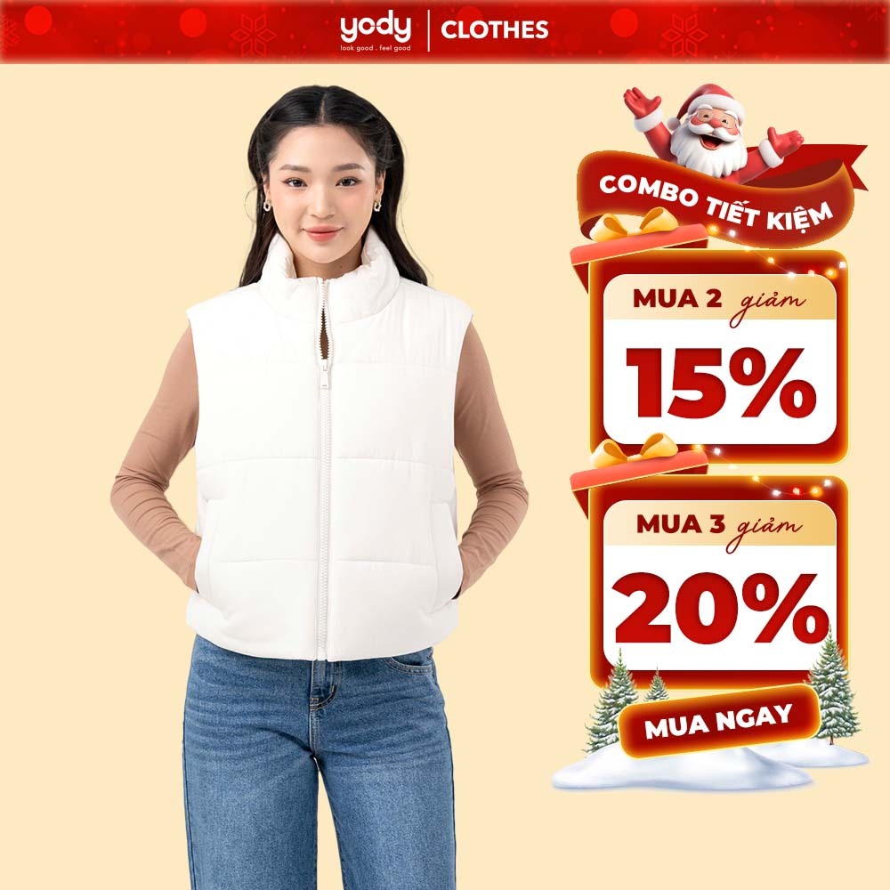 Áo phao ghile nữ dáng ngắn YODY trần ngang cá tính tôn dáng giữ ấm tốt PVN6016