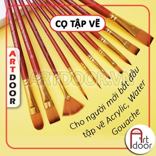 [ARTDOOR] Bộ cọ KEEP SMILING (đủ dáng) tập vẽ màu Nước, Acrylic, Gouache tô tượng, đất sét, số hóa