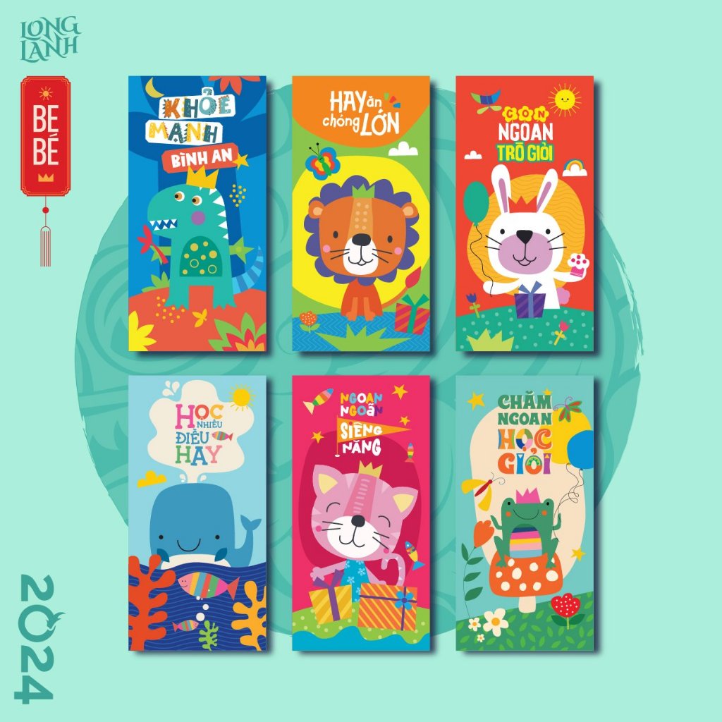 Set 6 bao lì xì đáng yêu Tết Giáp Thìn 2024
