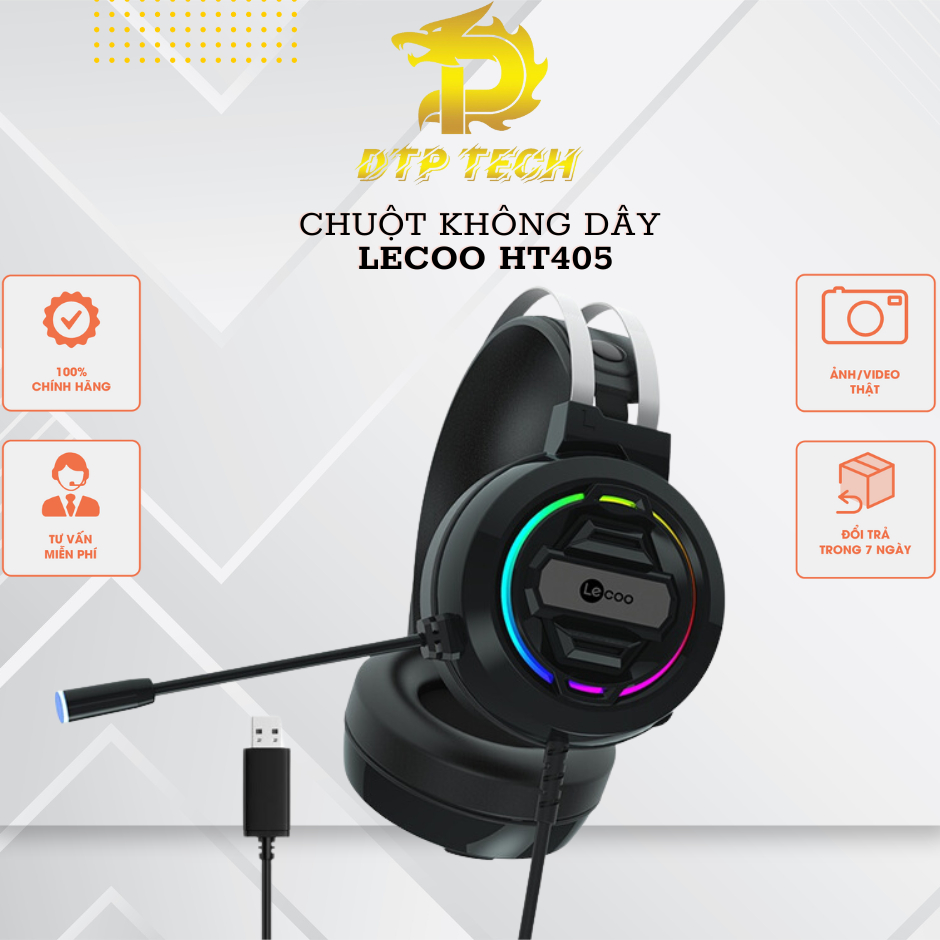 Tai nghe Gaming có dây Lecoo HT405 Jack 3.5mm Bảo hành 12 tháng