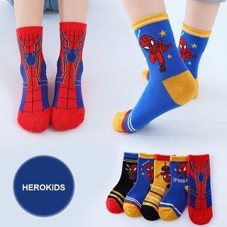 Tất cho bé, combo 5 đôi tất siêu nhân cho bé, vải thun co giãn Herokids PK2007