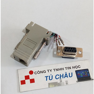 Đầu Com ra Lan: Đầu Com 9 Kim đực / Com 9 Lổ cái (DB9 - Hai hàng) ra Lan (RJ45)
