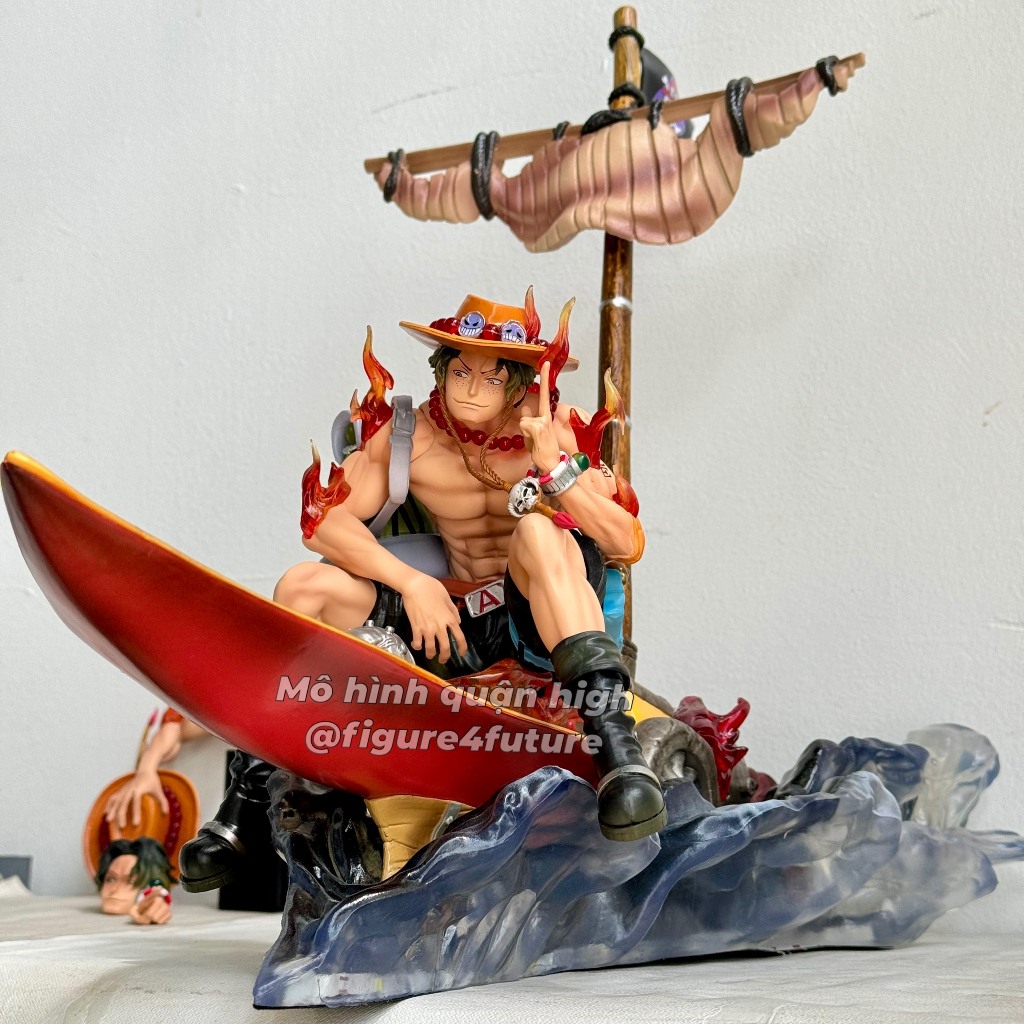 Mô hình Thuyền của Ace + Ace ngồi cao 36CM - Mô hình thuyền Ace có LED cực đẹp -Thuyền one piece Ace Hỏa Quyền