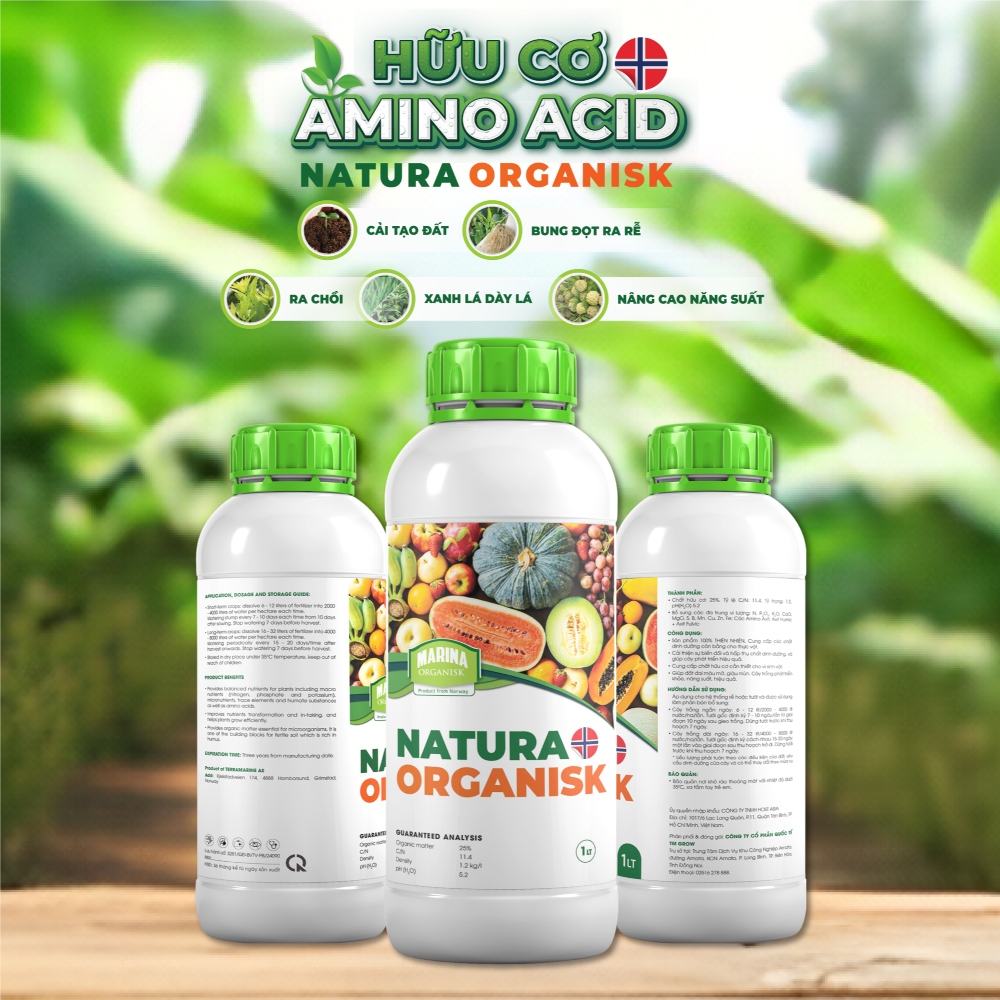 1 Lít Phân hữu cơ Amino Acid Natura Organisk nhập khẩu từ Nauy