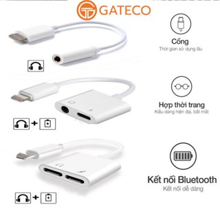Jack chuyển đổi  2 cổng - Vừa sạc vừa cắm tai nghe cho 7/7p/8/8p/x/xs max/11/pro/promax - gateco