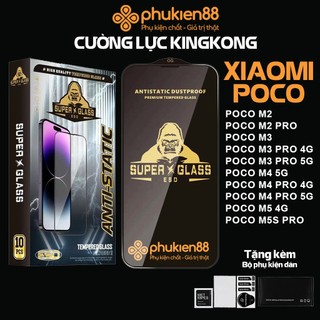 Kính cường lực xiaomi poco m2 m3 m4 m5 m5s pro 4g 5g, super kingkong esd full màn, miếng dán bảo vệ toàn màn hình