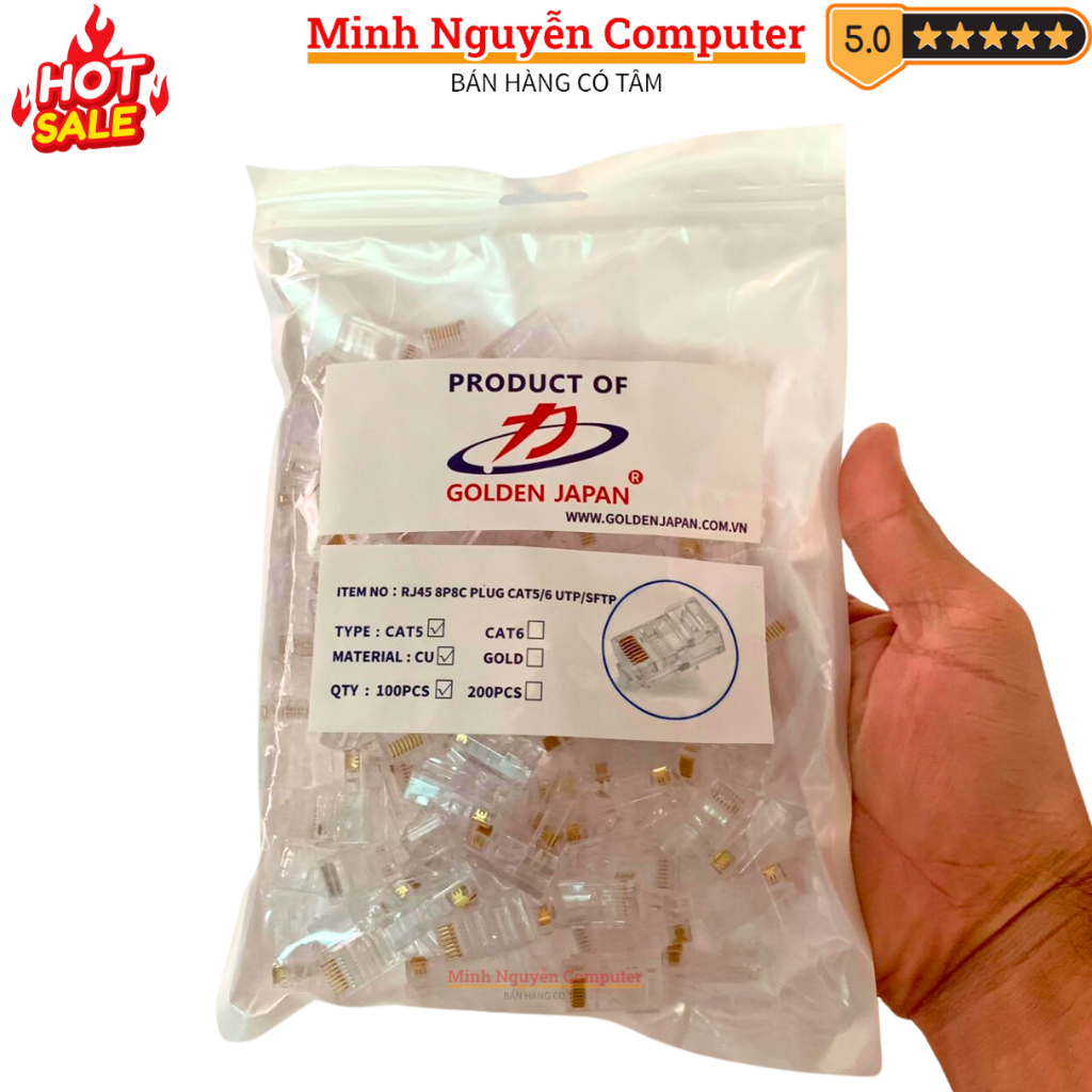 Túi 100 hạt mạng GOLDEN JAPAN RJ45 CAT5